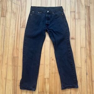 Levi Strauss 501 Black Button Fly Jeans Mens W34 L32 Straight Leg Denim